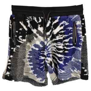 Amiri Wide-Leg Leather-trimmed Tie-Dyed Drawstring Shorts In Multicolor Fleece